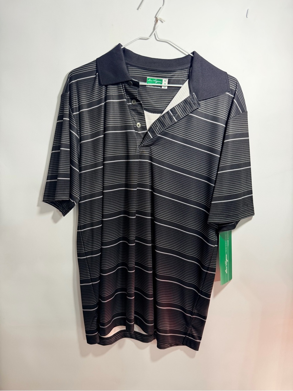 Hogan Black and White Striped Polo